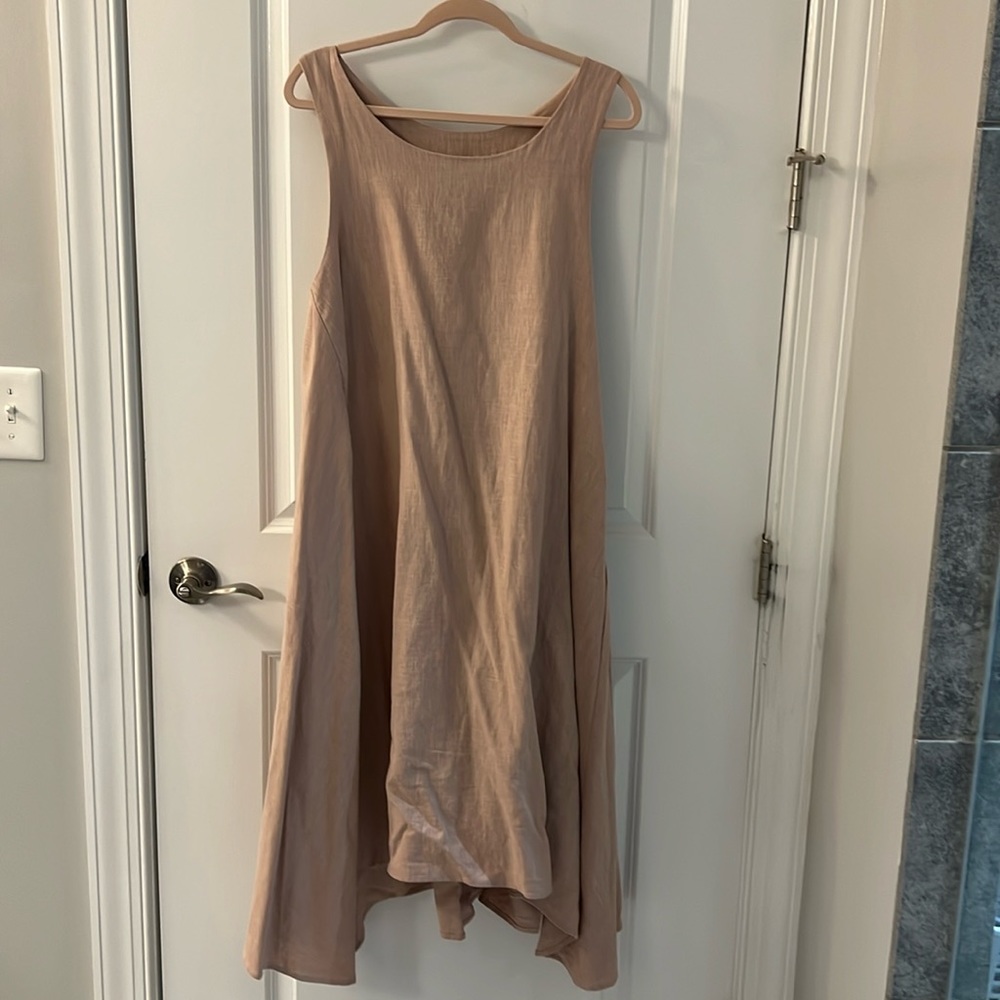 100% linen flowy midi dress size M